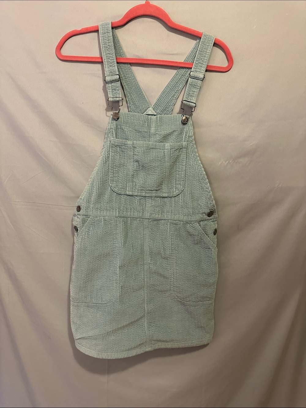 wild fable Mint Green Corduroy Overall Dress with Adjustable Straps